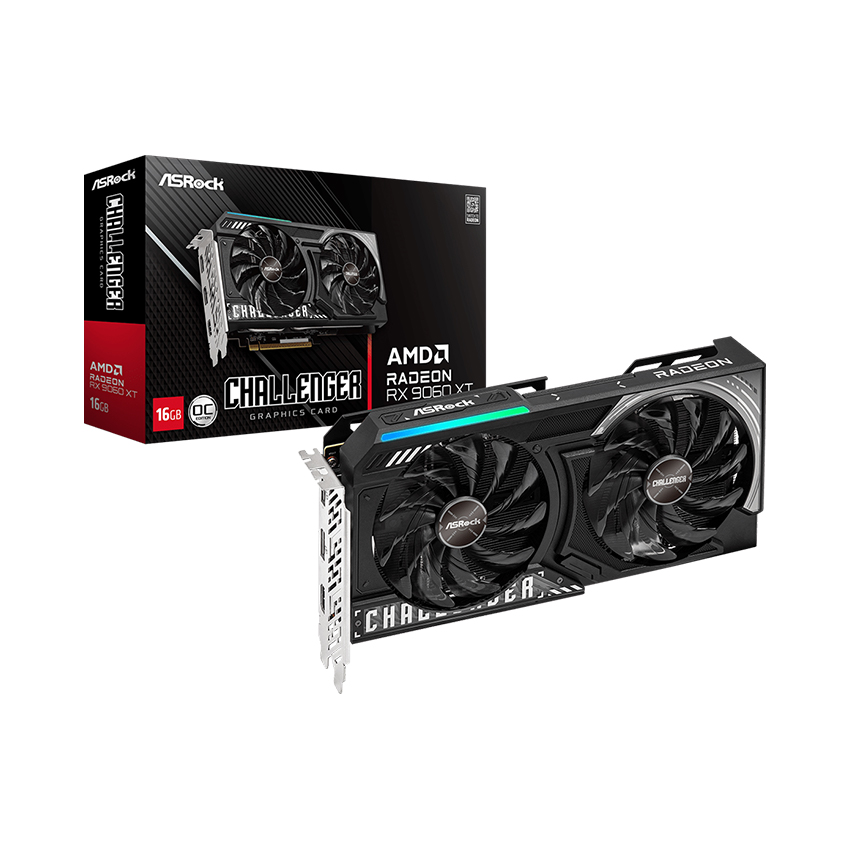 Card Màn hình ASRock AMD Radeon RX 9060 XT Challenger 16GB OC (RX9060XT CL 16GO)